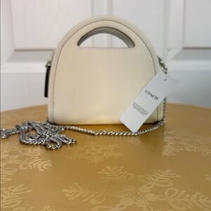 Coach Cream Mini Leather Top-Handle Crossbody with Chain